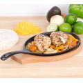 Cast Iron Fajita Pan And Wooden Tray Set